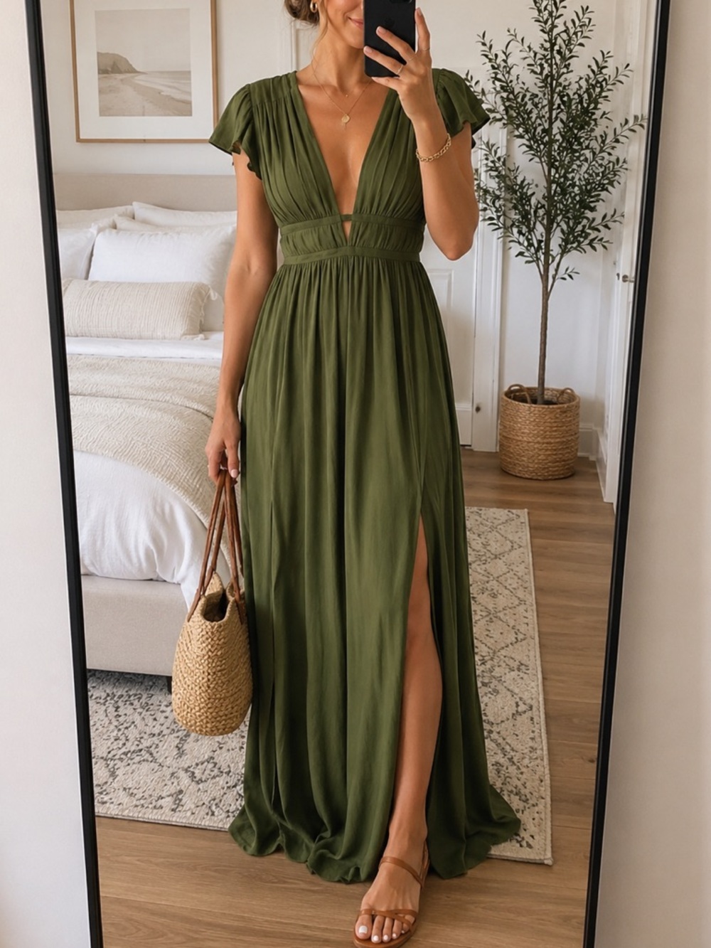 Revelry Olive Green Maxi Dress